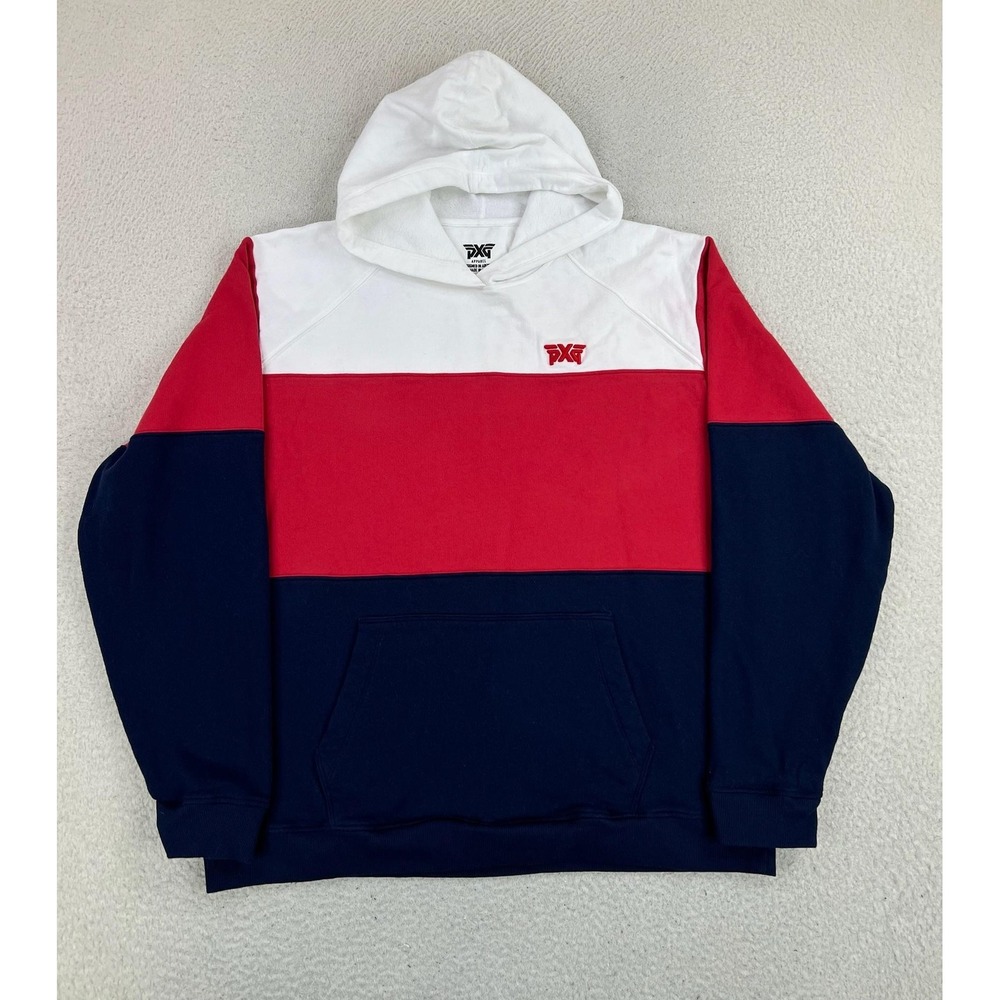 PXG Hoodie Mens Large Multicolor Colorblock Pullover Golf Sweatshirt Made USA